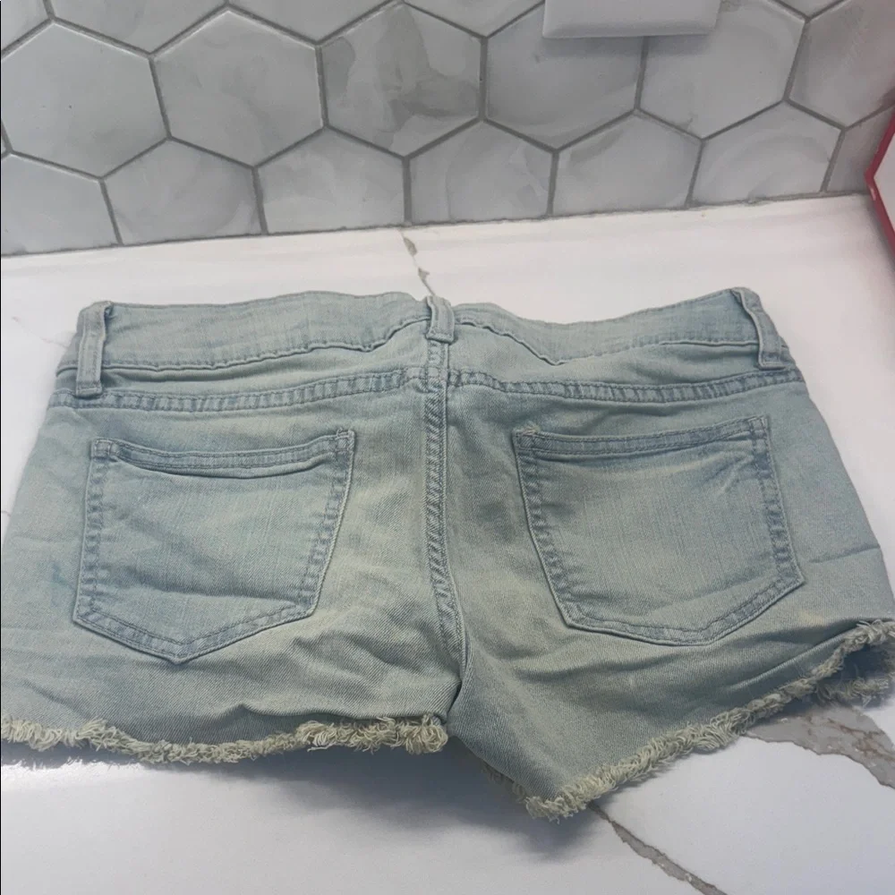 Decree‎ Sky Blue Frayed Jean Shorts